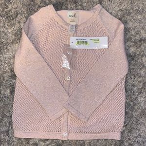 Peek pink sweater with glitter thread